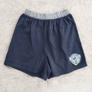 Vintage Mickey Mouse Navy Blue Shorts Large Elastic Waist Made In USA 100%Cotton